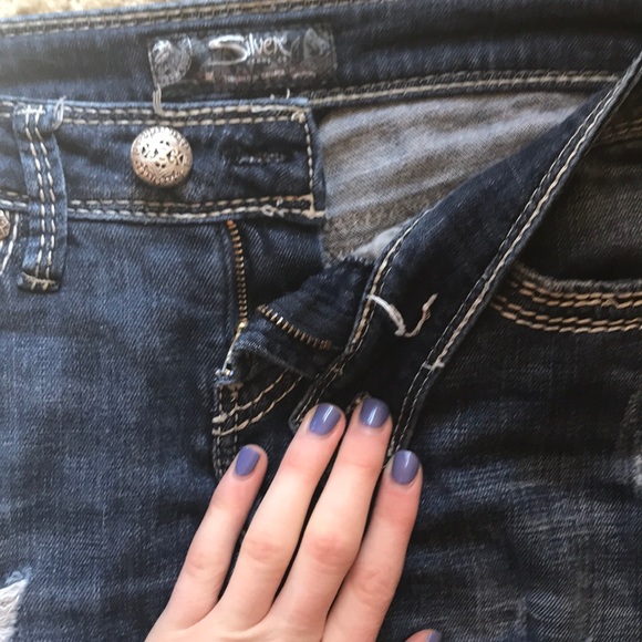 Silver Ripped Skinny Jeans - Picture 3 of 3